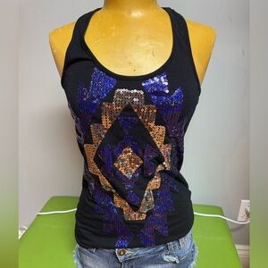 Black and Purple Sequin Tank Top